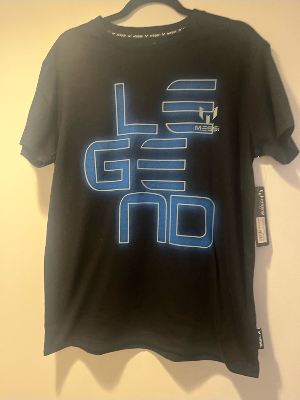 Messi Legend Graphic Tee - Black with Blue Print